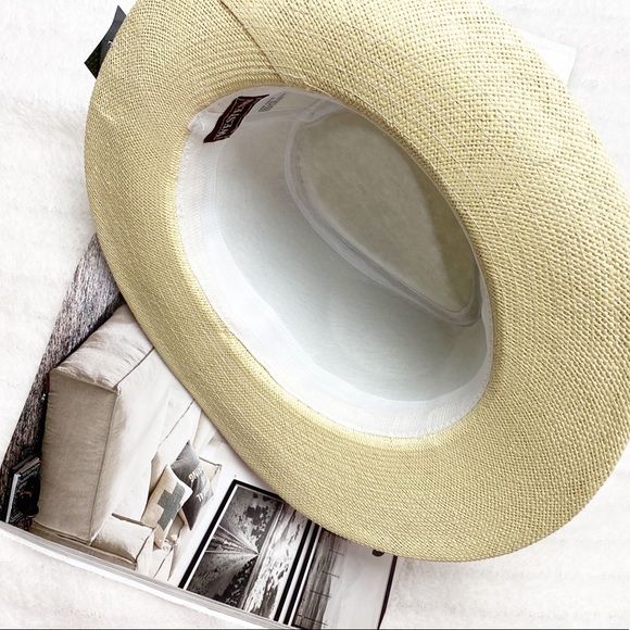 NWT Beautiful Fedora Straw Hat Gray/Brown Band - Picture 7 of 8